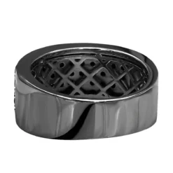 Designer 10K Black Plated Gold Black Diamond Wedding Band For Men 1.67ct Luxurman Ring -Outlet Bijou Lush Store designer 10k gold black diamond wedding band for men 167ct backbl