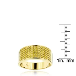 Designer 10K Yellow Gold Yellow Diamond Wedding Band For Men 1.67ct -Outlet Bijou Lush Store designer 10k gold yellow diamond wedding band for men 167ct rulerye