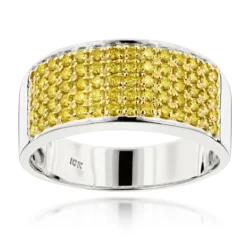 Designer 10K Yellow Gold Yellow Diamond Wedding Band For Men 1.67ct -Outlet Bijou Lush Store designer 10k gold yellow diamond wedding band for men 167ct wh
