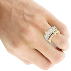 Designer 14K Yellow Gold Men's Diamond Criss Cross Ring 2.5ct G VS Diamonds -Outlet Bijou Lush Store designer 14k gold mens diamond criss cross ring 25ct g vs diamonds bodye