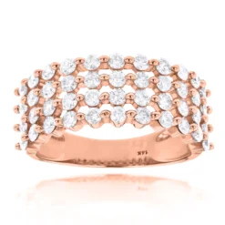 Designer 4 Row Diamond Wedding Band 1.42ct 14K White Gold -Outlet Bijou Lush Store designer 4 row diamond wedding band 142ct 14k gold p 48308 ro