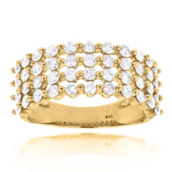 Designer 4 Row Diamond Wedding Band 1.42ct 14K White Gold -Outlet Bijou Lush Store designer 4 row diamond wedding band 142ct 14k gold p 48308 ye