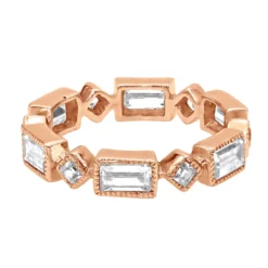 Thin 14K White Gold Princess Cut 3.50ct Diamond Eternity Baguette Band -Outlet Bijou Lush Store designer diamond eternity rings princess cut baguette band 350ct 14k backro