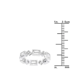 Thin 14K White Gold Princess Cut 3.50ct Diamond Eternity Baguette Band -Outlet Bijou Lush Store designer diamond eternity rings princess cut baguette band 350ct 14k rulerwh