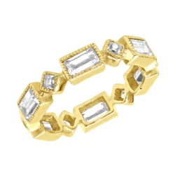 Thin 14K White Gold Princess Cut 3.50ct Diamond Eternity Baguette Band -Outlet Bijou Lush Store designer diamond eternity rings princess cut baguette band 350ct 14k ye