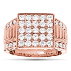 Designer 14K White Gold Men's Diamond Ring 1.8ct -Outlet Bijou Lush Store designer luxurman rings 14k yellow rose white gold mens diamond ring 18ct ro