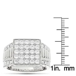 Designer 14K White Gold Men's Diamond Ring 1.8ct -Outlet Bijou Lush Store designer luxurman rings 14k yellow rose white gold mens diamond ring 18ct ruler