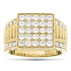 Designer 14K White Gold Men's Diamond Ring 1.8ct -Outlet Bijou Lush Store designer luxurman rings 14k yellow rose white gold mens diamond ring 18ct ye