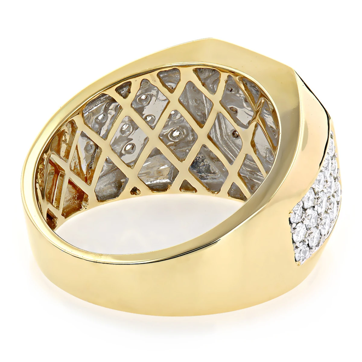 Designer Men's Diamond Ring 14K Yellow Gold By Luxurman 1.8ct 6 Designer Men's Diamond Ring 14K Yellow Gold By Luxurman 1.8ct - Image 4