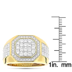 Designer Men's Diamond Ring 14K Yellow Gold By Luxurman 1.8ct 13 Designer Men's Diamond Ring 14K Yellow Gold By Luxurman 1.8ct -Outlet Bijou Lush Store designer mens diamond ring in 14k gold by luxurman 18ct ruler
