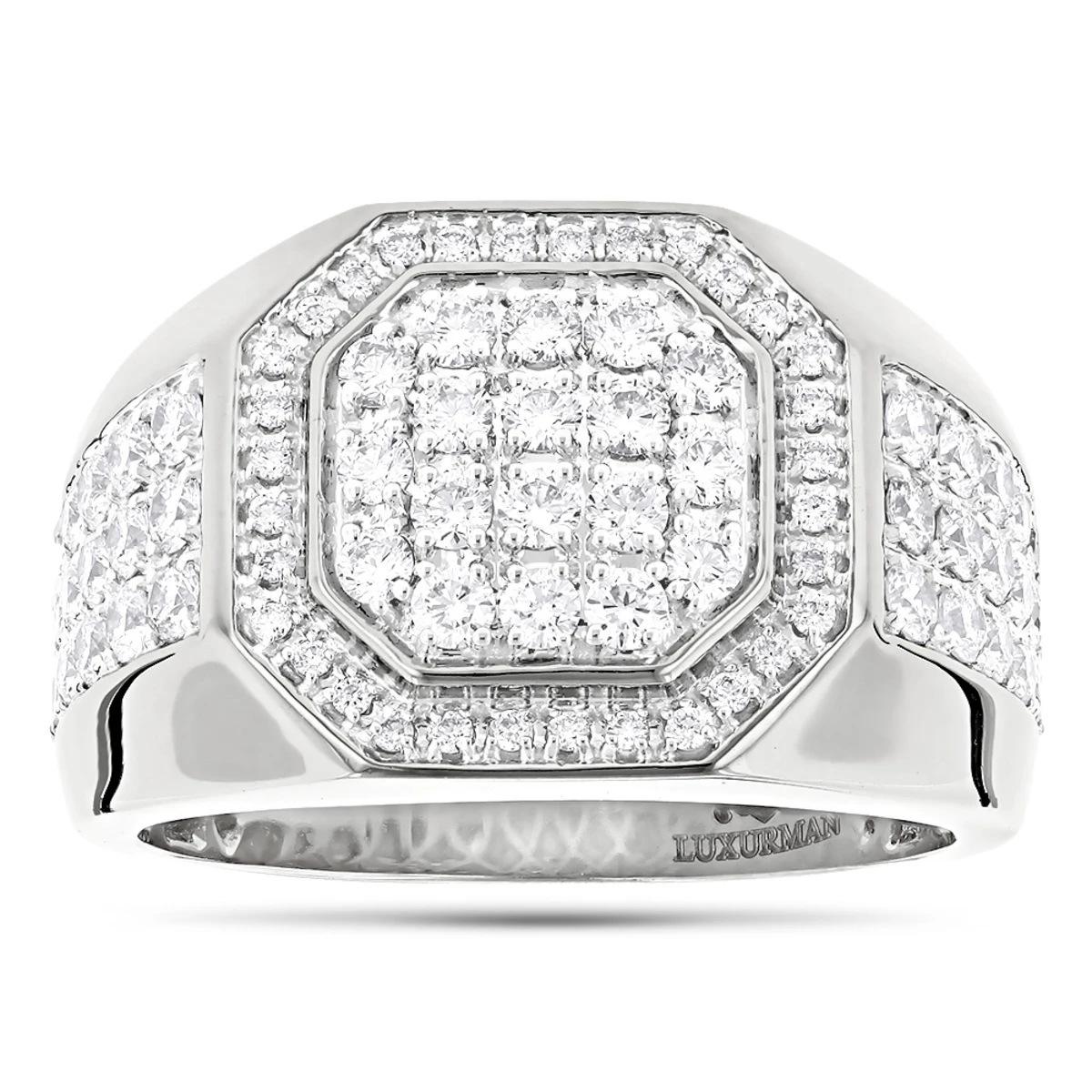 Designer Men's Diamond Ring 14K Yellow Gold By Luxurman 1.8ct 4 Designer Men's Diamond Ring 14K Yellow Gold By Luxurman 1.8ct - Image 2