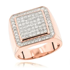 Designer Men's Diamond 14K White Gold Pinky Ring By Luxurman 1.63ct Gold -Outlet Bijou Lush Store designer pinky rings mens diamond gold ring by luxurman 163ct 14k gold ro