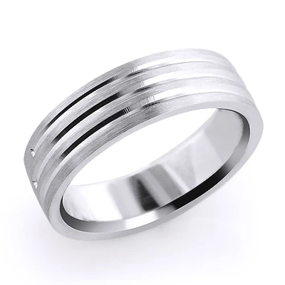 Designer Three Lines Solid Platinum Men's Wedding Band 3 Designer Three Lines Solid Platinum Men's Wedding Band