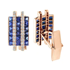 Diamond And Sapphire Cufflinks For Men 14K White Gold Unique Gift 4.5ct -Outlet Bijou Lush Store diamond and sapphire cufflinks for men in solid 14k gold unique gift 45ct 000971 ro