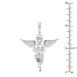 Diamond Baby Angel Pendant For Men 10K White Gold By Luxurman 0.5ct -Outlet Bijou Lush Store diamond baby angel pendant for men in solid 10k gold by luxurman 05ct rulerwh
