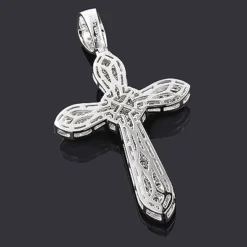 Diamond Cross Necklace 14K White Gold 1.78ct -Outlet Bijou Lush Store diamond cross necklace 14k 178ct p 40388back