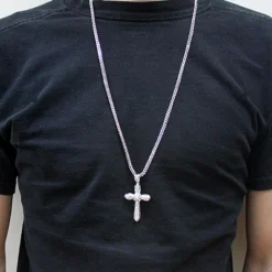 Diamond Cross Necklace 14K White Gold 1.78ct -Outlet Bijou Lush Store diamond cross necklace 14k 178ct p 40388bod