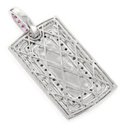 Diamond Dog Tag Military Pendant With Rubies & Diamonds 1.25ct 14K White Gold -Outlet Bijou Lush Store diamond dog tag military pendant with diamonds 125ct 14k backwh