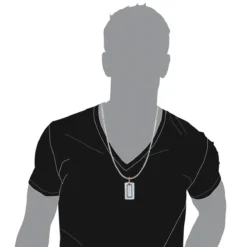 Diamond Dog Tag Military Pendant With Rubies & Diamonds 1.25ct 14K White Gold -Outlet Bijou Lush Store diamond dog tag military pendant with diamonds 125ct 14k bodwh