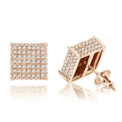 Cube Diamond Earrings For Men & Women 10K White Gold Square Stud Earrings 0.7ct -Outlet Bijou Lush Store diamond earrings 10k gold diamond stud earrings 115ct p 13 ro