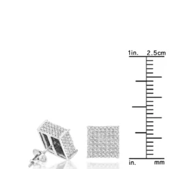 Cube Diamond Earrings For Men & Women 10K White Gold Square Stud Earrings 0.7ct -Outlet Bijou Lush Store diamond earrings 10k gold diamond stud earrings 115ct p 13 rulerwh
