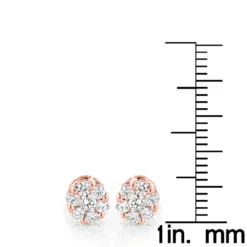 Diamond Earrings Cluster Stud Style 1/2ct 14K Yellow Gold -Outlet Bijou Lush Store diamond earrings cluster stud style 12ct 14k gold rulerro