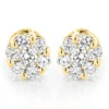 Diamond Earrings Cluster Stud Style 1/2ct 14K Yellow Gold -Outlet Bijou Lush Store diamond earrings cluster stud style 12ct 14k gold ye