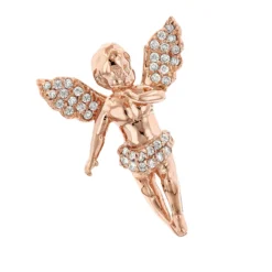 Baby Diamond Little Angel Pendant 14K Yellow Gold 0.25ct Mini Charm -Outlet Bijou Lush Store diamond little angel pendant 14k gold 033ct ro