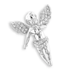 Baby Diamond Little Angel Pendant 14K Yellow Gold 0.25ct Mini Charm -Outlet Bijou Lush Store diamond little angel pendant 14k gold 033ct wh