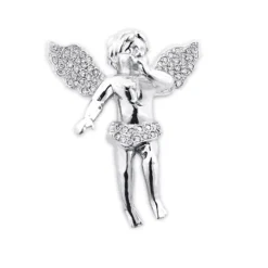 Real Diamond Angel Pendant 14K White Gold 0.5ct Small Charm