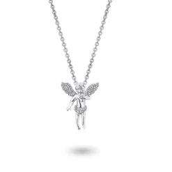 Real Diamond Angel Pendant 14K White Gold 0.5ct Small Charm -Outlet Bijou Lush Store diamond little angel pendant 14k gold 049ct 4