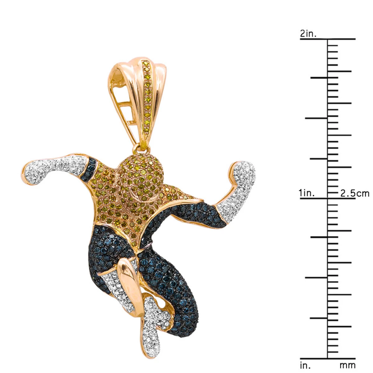 Real White Blue Yellow Diamond Spider-man Pendant 10K Rose Gold 3ct 10 Real White Blue Yellow Diamond Spider-man Pendant 10K Rose Gold 3ct - Image 8