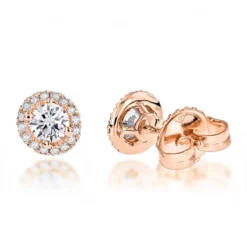 14K Yellow Gold Halo Design 1 Carat Diamond Stud Earrings For Men & Women Sale -Outlet Bijou Lush Store diamond studs 14k cluster diamond stud earrings 70ct p 6934 ro 1