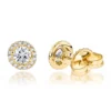 14K Yellow Gold Halo Design 1 Carat Diamond Stud Earrings For Men & Women Sale -Outlet Bijou Lush Store diamond studs 14k cluster diamond stud earrings 70ct p 6934 ye 1