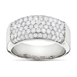 Diamond Wedding Bands 14K White Gold Designer Diamond Band 1.59ct