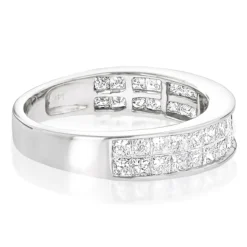 2 Carat Princess Cut Invisible Set Diamond 14K White Gold Wedding Band -Outlet Bijou Lush Store diamond wedding rings 14k diamond wedding band 186 p 7038 backwh