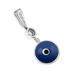 14K White Gold 0.10ct Diamond Blue Evil Eye Pendant 3/8in (10mm) -Outlet Bijou Lush Store evil eye jewelry 14k diamond evil eye pendant blue 10 p 6232 backwh
