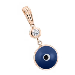 14K White Gold 0.10ct Diamond Blue Evil Eye Pendant 3/8in (10mm) -Outlet Bijou Lush Store evil eye jewelry 14k diamond evil eye pendant blue 10 p 6232 ro