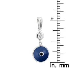 14K White Gold 0.10ct Diamond Blue Evil Eye Pendant 3/8in (10mm) -Outlet Bijou Lush Store evil eye jewelry 14k diamond evil eye pendant blue 10 p 6232 rulerwh