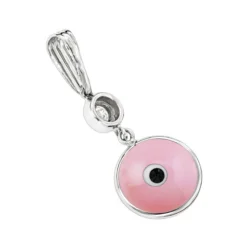 14K White Gold & Diamond Evil Eye Pendant Pink 0.10 -Outlet Bijou Lush Store evil eye jewelry 14k diamond evil eye pendant pink 010 p 6228 backwh