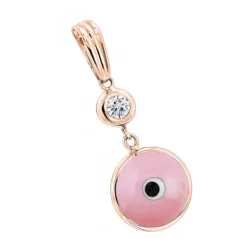 14K White Gold & Diamond Evil Eye Pendant Pink 0.10 -Outlet Bijou Lush Store evil eye jewelry 14k diamond evil eye pendant pink 010 p 6228 ro