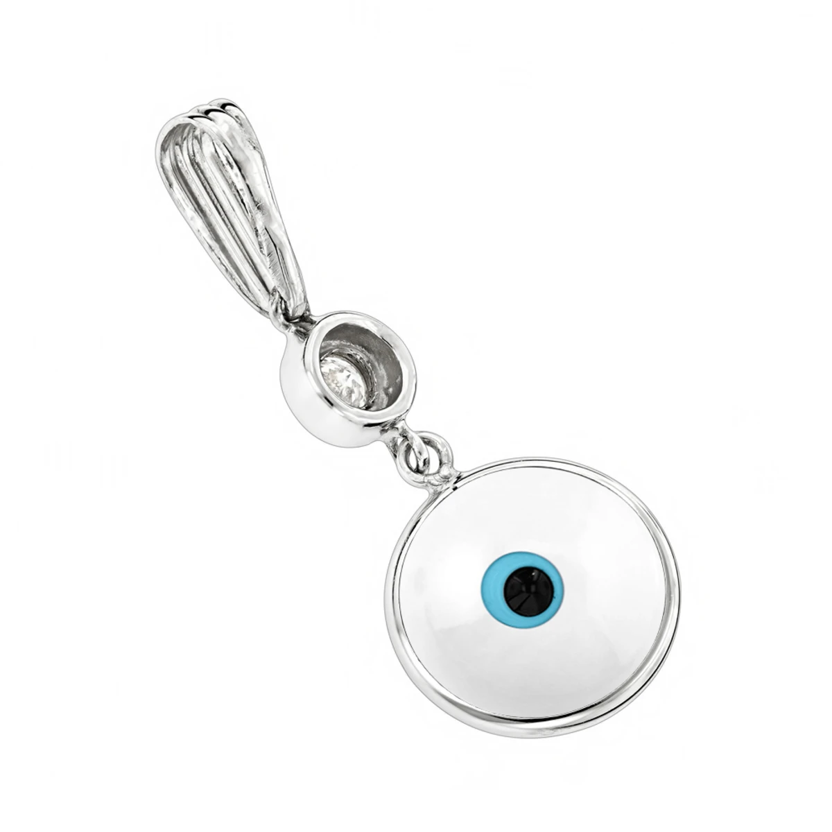 14K White Gold & Diamond White Evil Eye Pendant 0.10 5 14K White Gold & Diamond White Evil Eye Pendant 0.10 - Image 3