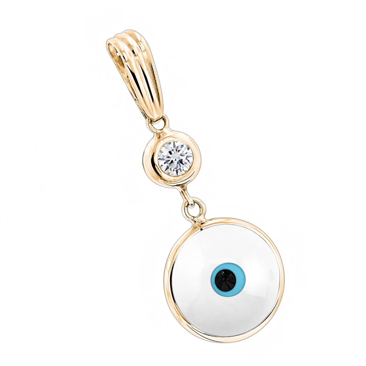 14K White Gold & Diamond White Evil Eye Pendant 0.10 4 14K White Gold & Diamond White Evil Eye Pendant 0.10 - Image 2