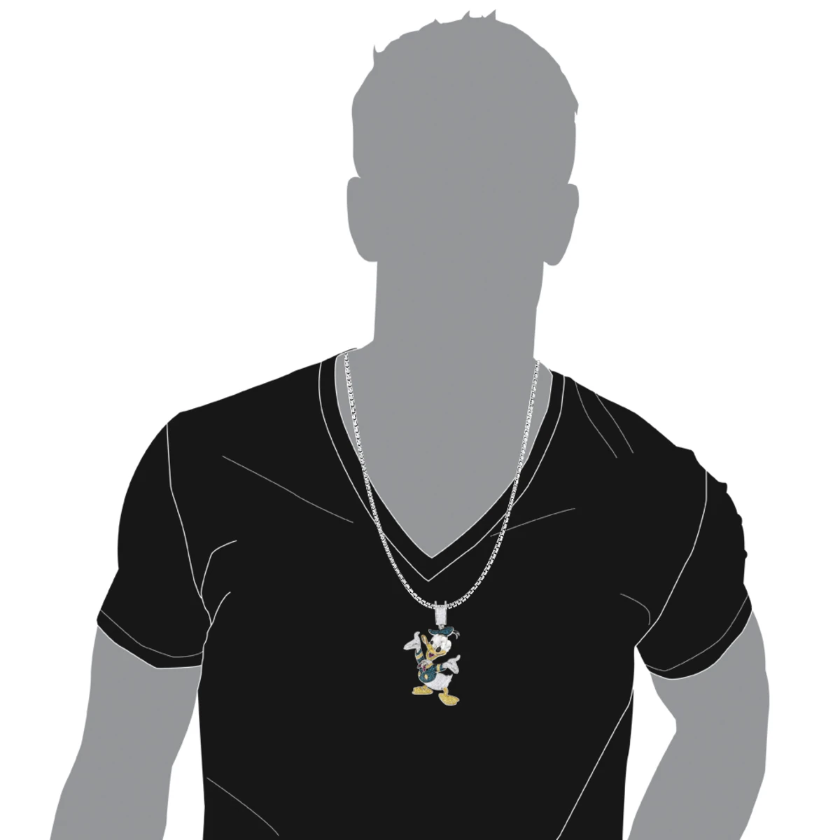 Fancy Diamond 10K White Gold Donald Duck Pendant 4.08ct 5 Fancy Diamond 10K White Gold Donald Duck Pendant 4.08ct - Image 3