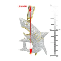Large Fully Paved Diamond Shark Pendant For Men 10K Yellow Gold Jaws Charm 1.5ct -Outlet Bijou Lush Store fully paved diamond shark pendant for men in 10k gold by luxurman 15ct rulerye