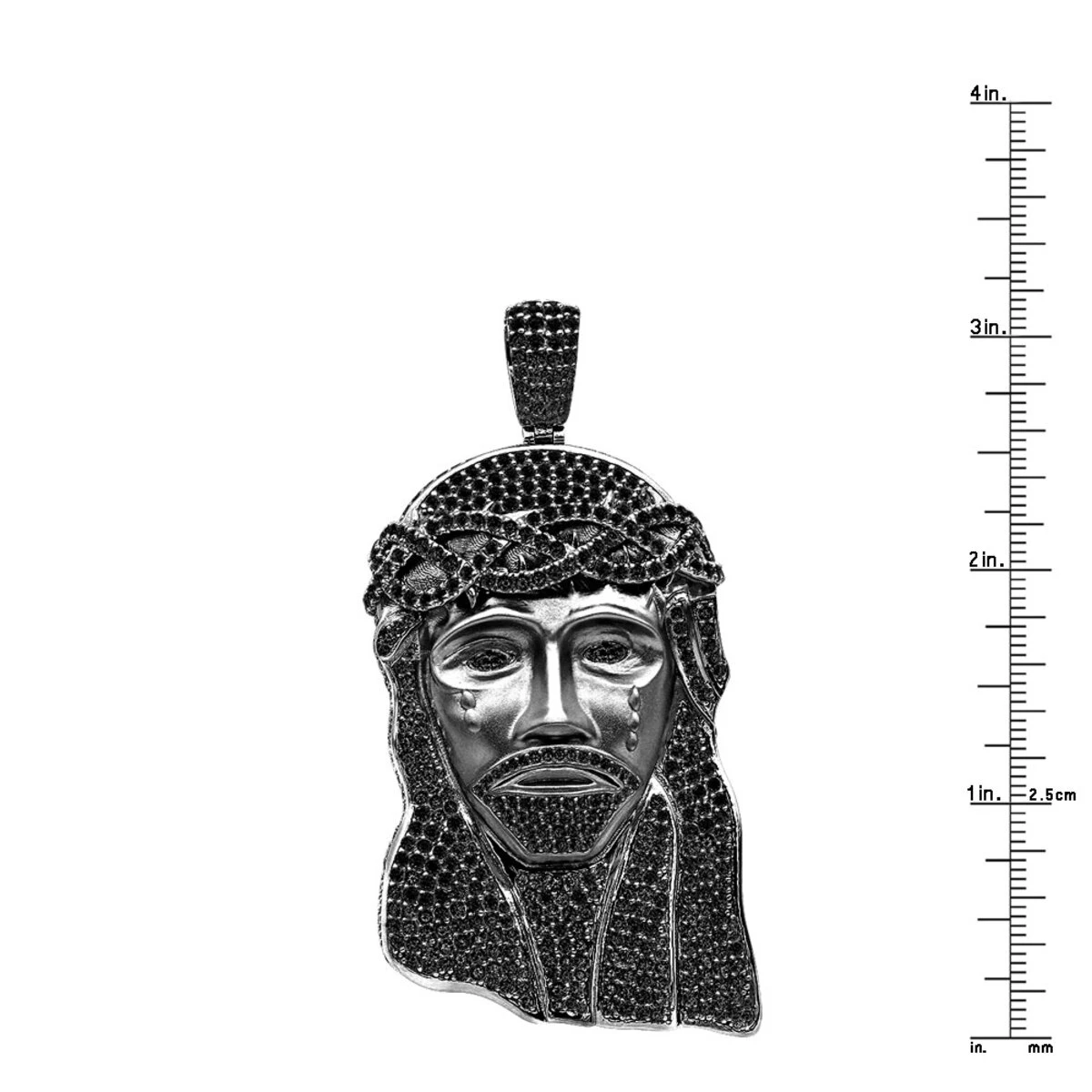 Genuine Black Diamond Jesus Pendant Sterling Silver Jesus Head Piece 12ct 6 Genuine Black Diamond Jesus Pendant Sterling Silver Jesus Head Piece 12ct - Image 4