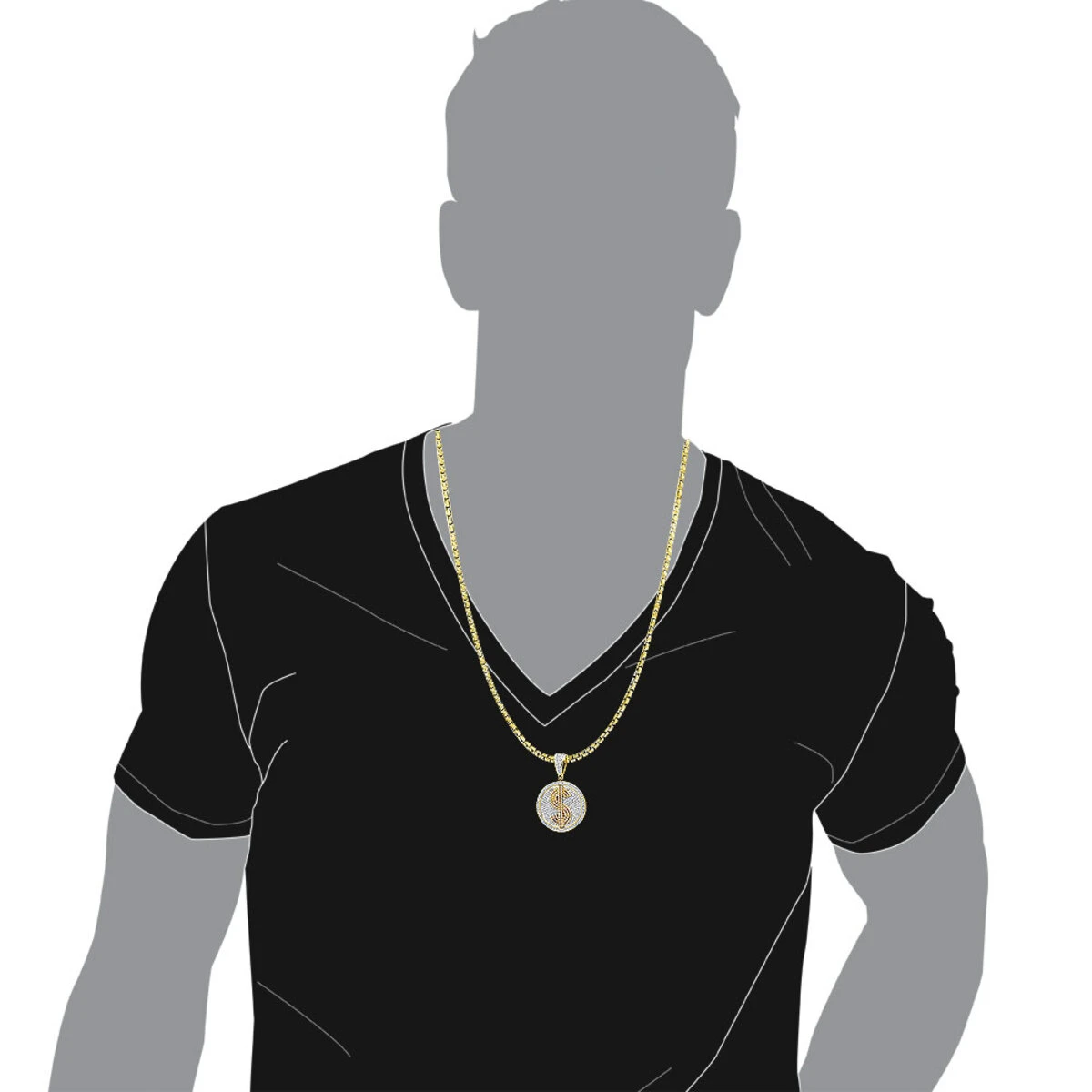 Genuine Diamond 10K Yellow Gold Dollar Sign Pendant For Men 1.65ct Medallion 7 Genuine Diamond 10K Yellow Gold Dollar Sign Pendant For Men 1.65ct Medallion - Image 5