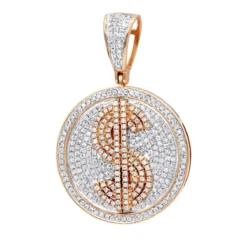 Genuine Diamond 10K Yellow Gold Dollar Sign Pendant For Men 1.65ct Medallion 10 Genuine Diamond 10K Yellow Gold Dollar Sign Pendant For Men 1.65ct Medallion -Outlet Bijou Lush Store genuine diamond real 10k gold dollar sign pendant for men 1 65ct medallion ro