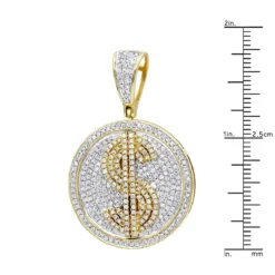 Genuine Diamond 10K Yellow Gold Dollar Sign Pendant For Men 1.65ct Medallion 13 Genuine Diamond 10K Yellow Gold Dollar Sign Pendant For Men 1.65ct Medallion -Outlet Bijou Lush Store genuine diamond real 10k gold dollar sign pendant for men 1 65ct medallion rulerye