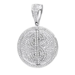 Genuine Diamond 10K Yellow Gold Dollar Sign Pendant For Men 1.65ct Medallion 9 Genuine Diamond 10K Yellow Gold Dollar Sign Pendant For Men 1.65ct Medallion -Outlet Bijou Lush Store genuine diamond real 10k gold dollar sign pendant for men 1 65ct medallion wh